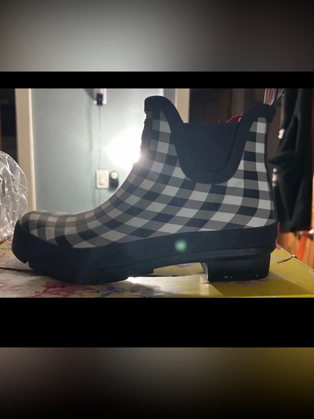 Joules Womens Wellibob Rubber Rainboots Navy White Plaid Size 8 M US